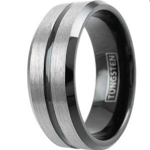 TUNGSTEN CARBIDE 2-tone Silver ring size 13